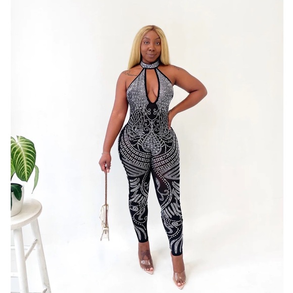 Pants Jumpsuits All The Rage Embellished Jumpsuit Poshmark